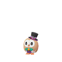 Rowlet wearing a Pokémon Halloween costume