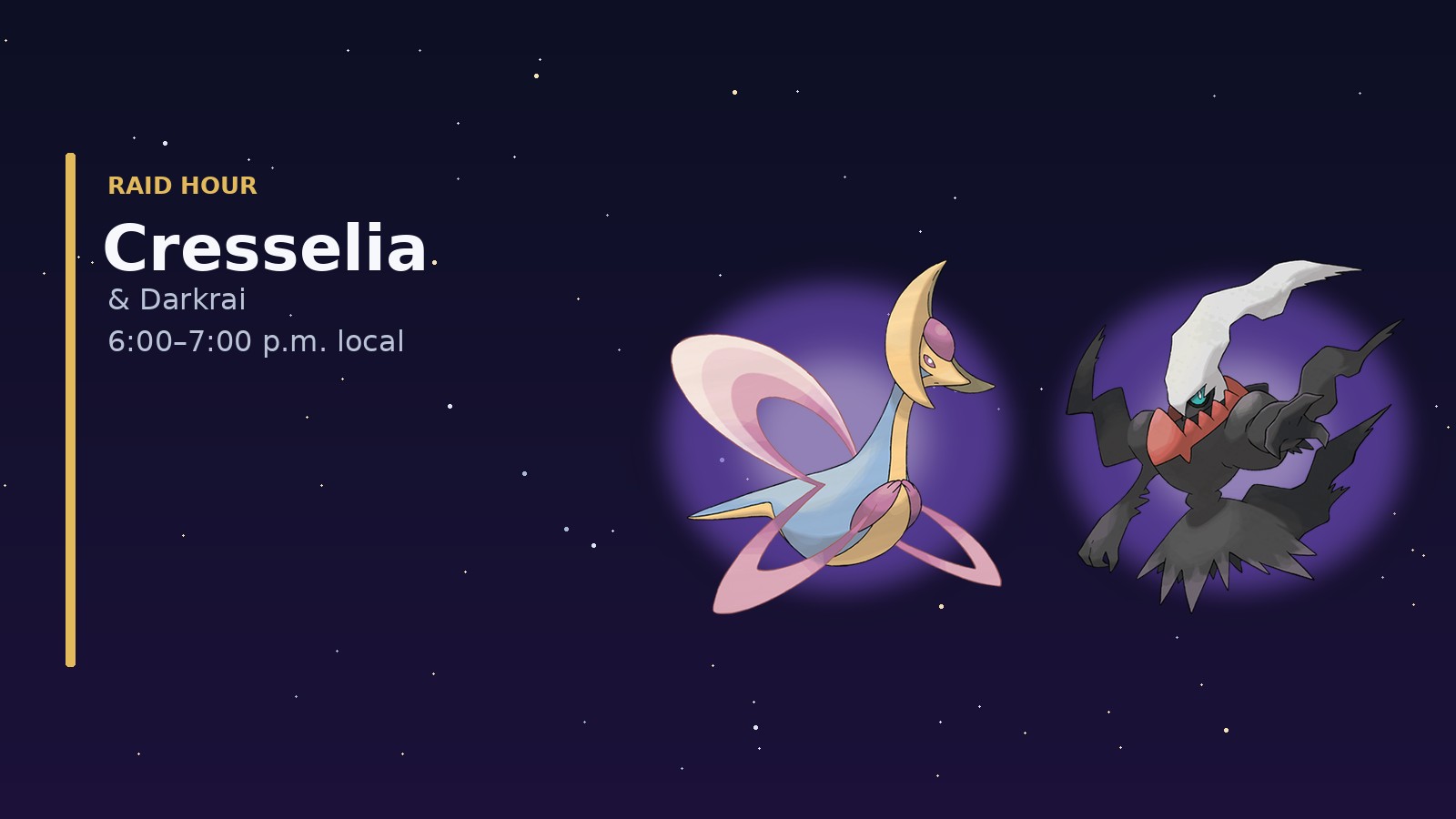 Cresselia and Darkrai Raid Hour official Pokémon GO graphic