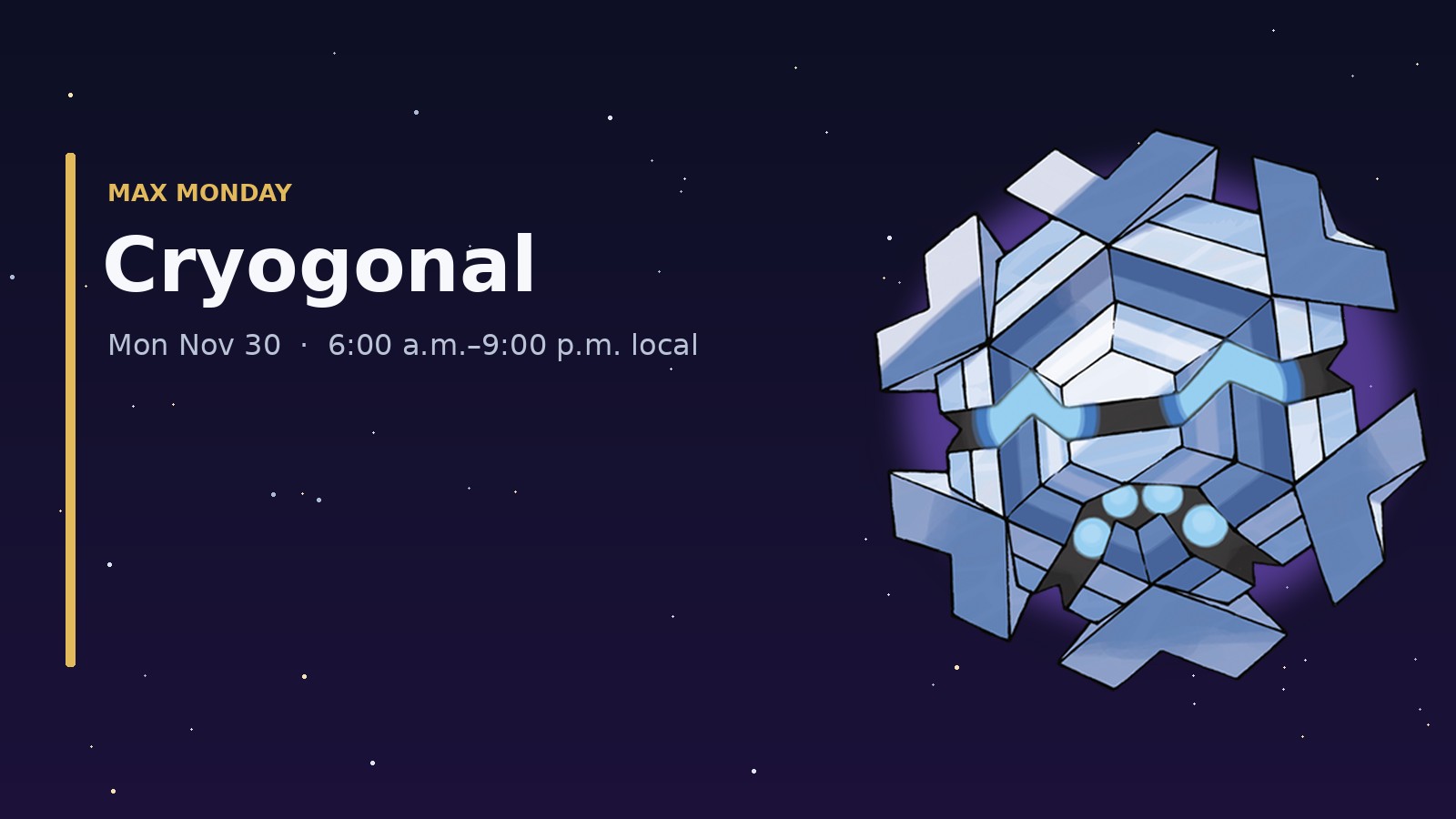 Max Monday: Dynamax Cryogonal official Pokémon GO graphic