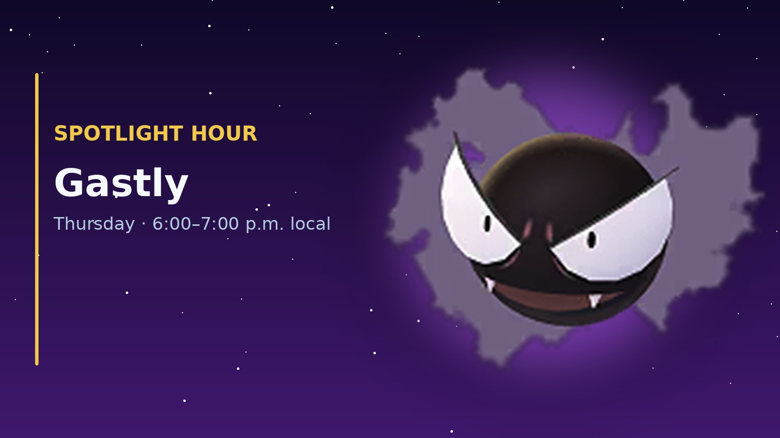 Gastly Spotlight Hour official Pokémon GO graphic