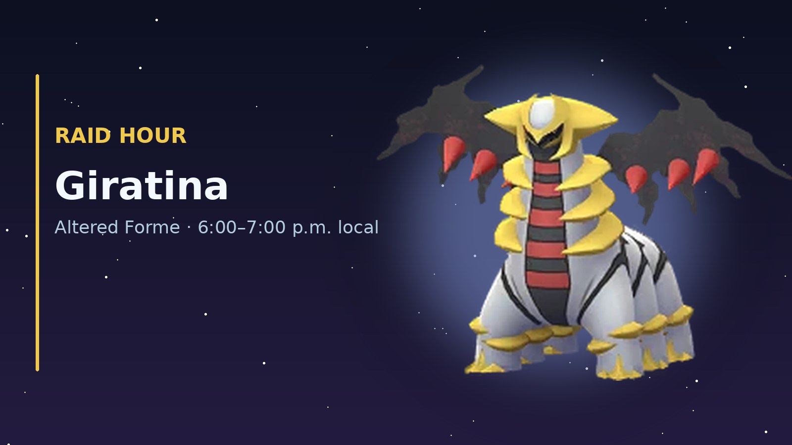 Giratina (Altered Forme) Raid Hour official Pokémon GO graphic