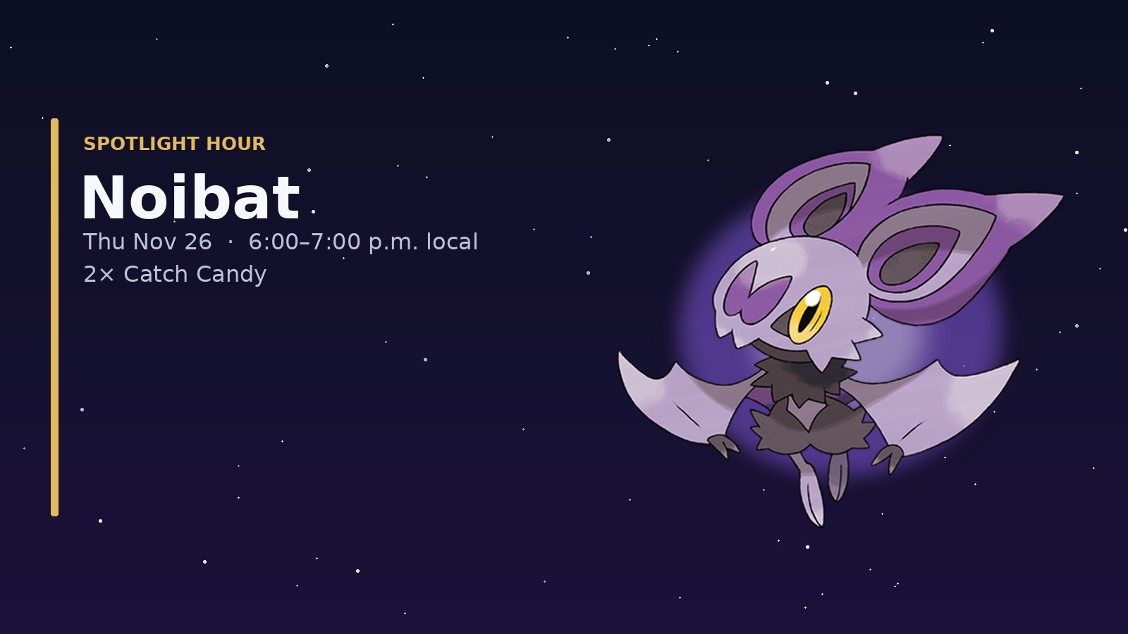 Noibat Spotlight Hour official Pokémon GO graphic
