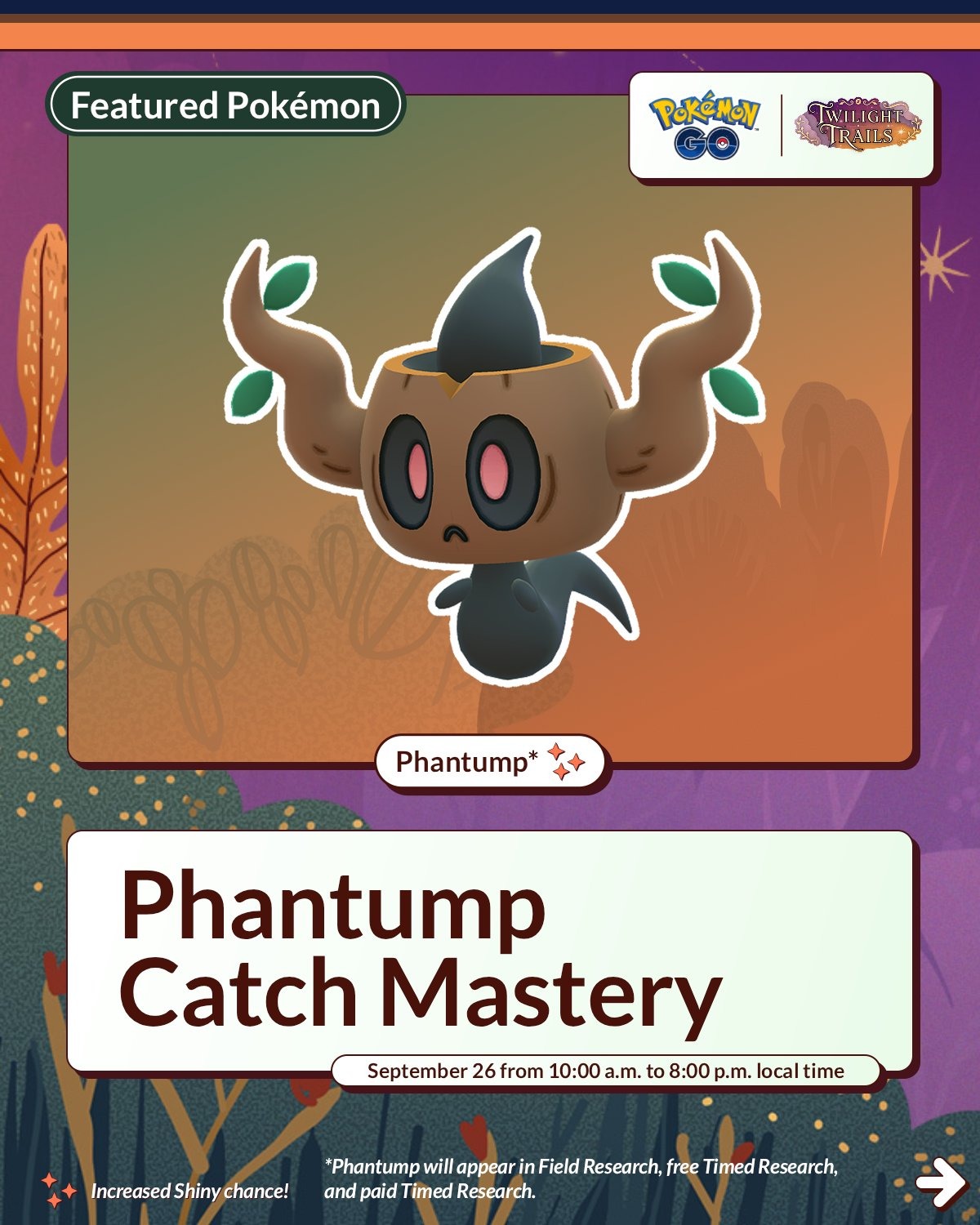 Catch Mastery: Phantump official Pokémon GO graphic
